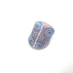 Glass Ring, Pink with Blue and White